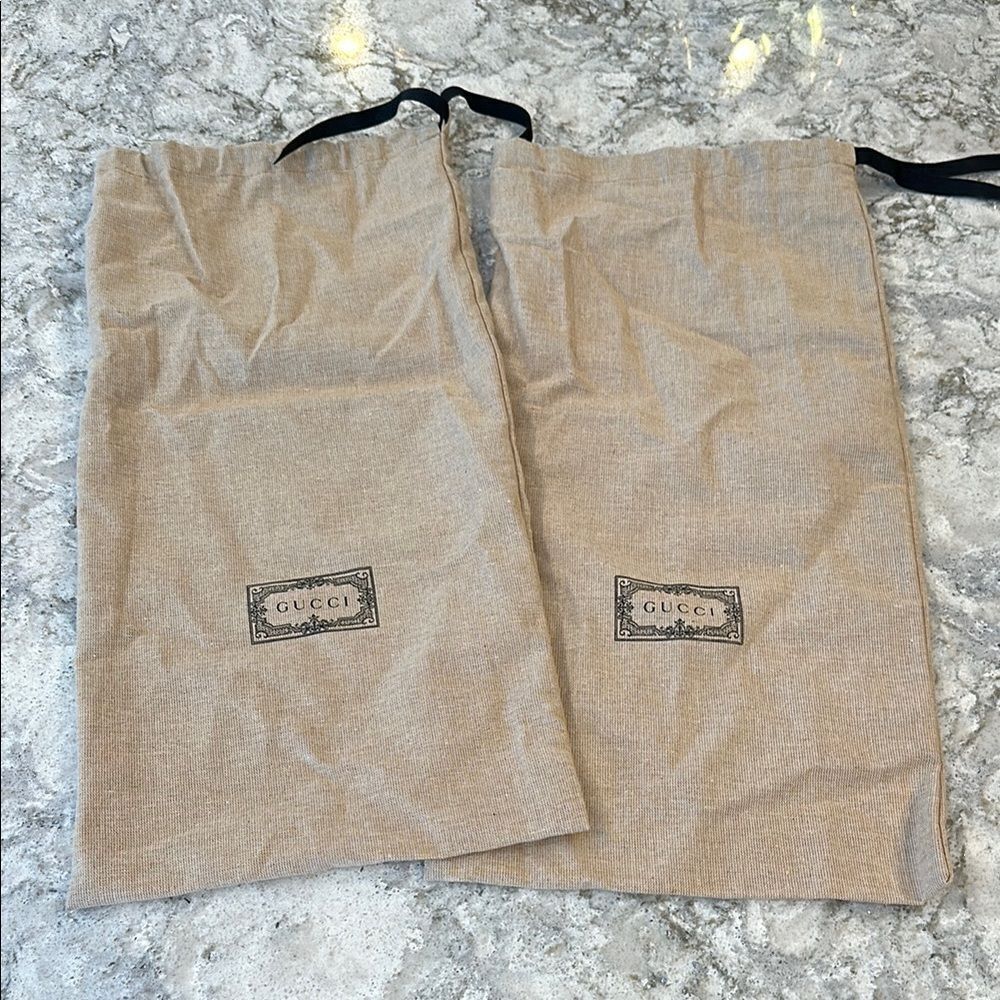 ✨ Gucci Shoe Dust Bags (Pair) | 8.5x17 Beige with Black Logo
